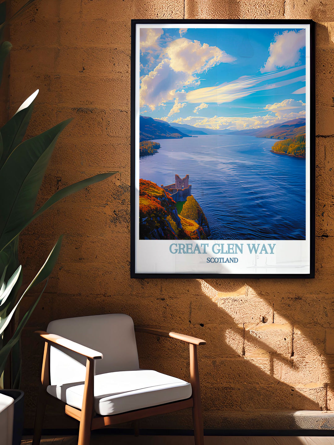 This vibrant depiction of the Great Glen Way highlights the scenic trail and its historical significance, inviting viewers to explore Scotlands rich heritage and breathtaking landscapes.
