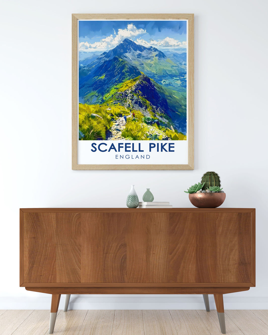 Captivating Scafell Pike poster, illustrating the serene beauty and challenging paths of the Corridor Route, perfect for inspiring your next adventure or commemorating a past hike.