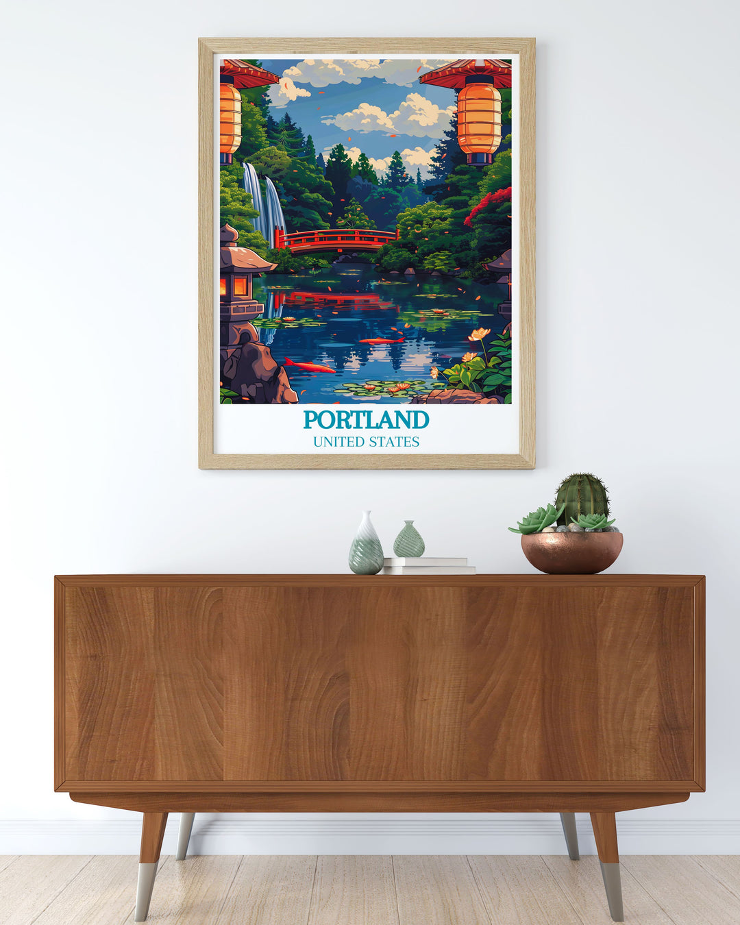 Portland Japanese Garden art print highlighting the tranquility of Portland Oregons landscape ideal for contemporary wall decor and thoughtful presents