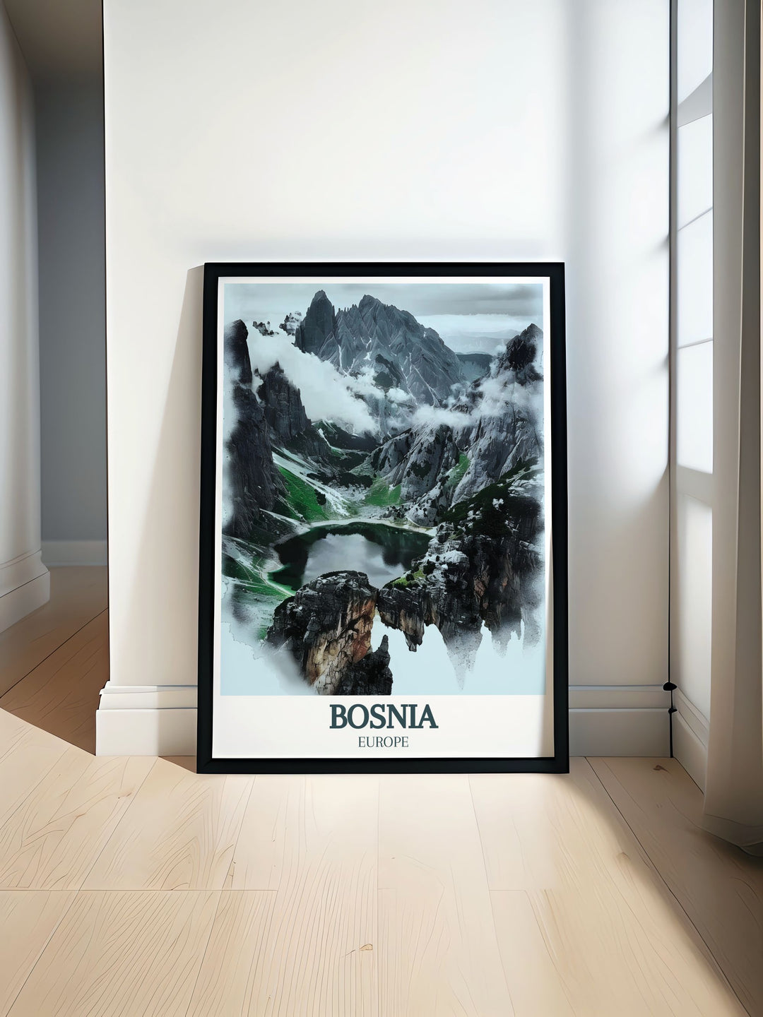 Sutjeska National Park, Maglić mountain, Trnovacko Lake captured in a beautiful Bosnia Poster. This Bosnia Wall Art showcases the breathtaking landscapes of Bosnia making it a perfect addition to home decor or as a meaningful gift for nature enthusiasts.