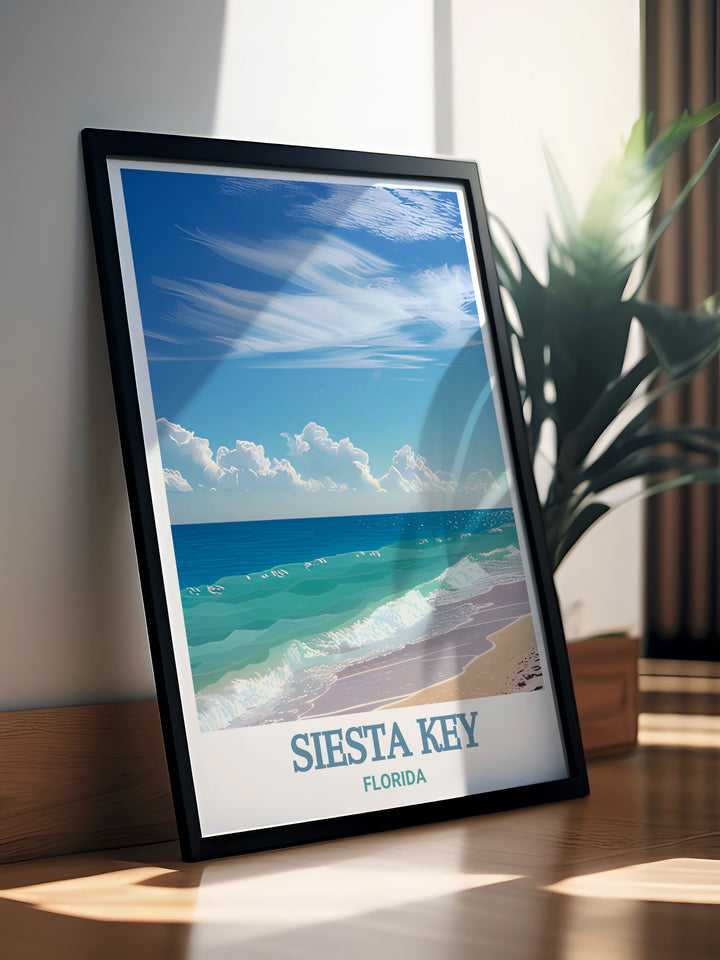 Siesta Key Poster with a minimalist map design complements Turtle Beach modern prints creating a cohesive and stylish look for your home.