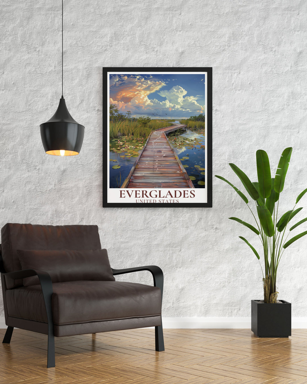 Everglades Wall Art depicting the lush wetlands and diverse wildlife of the National Park. A beautiful addition to your Florida wall art collection. This print also showcases the scenic Anhinga Trail experience.