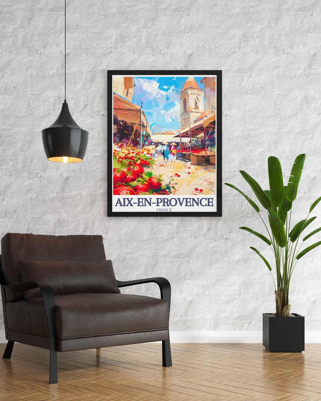 Captivating photo decor of Aix market Town Hall Square highlighting the bustling market atmosphere and historic charm ideal for gifts and adding a touch of France to your home