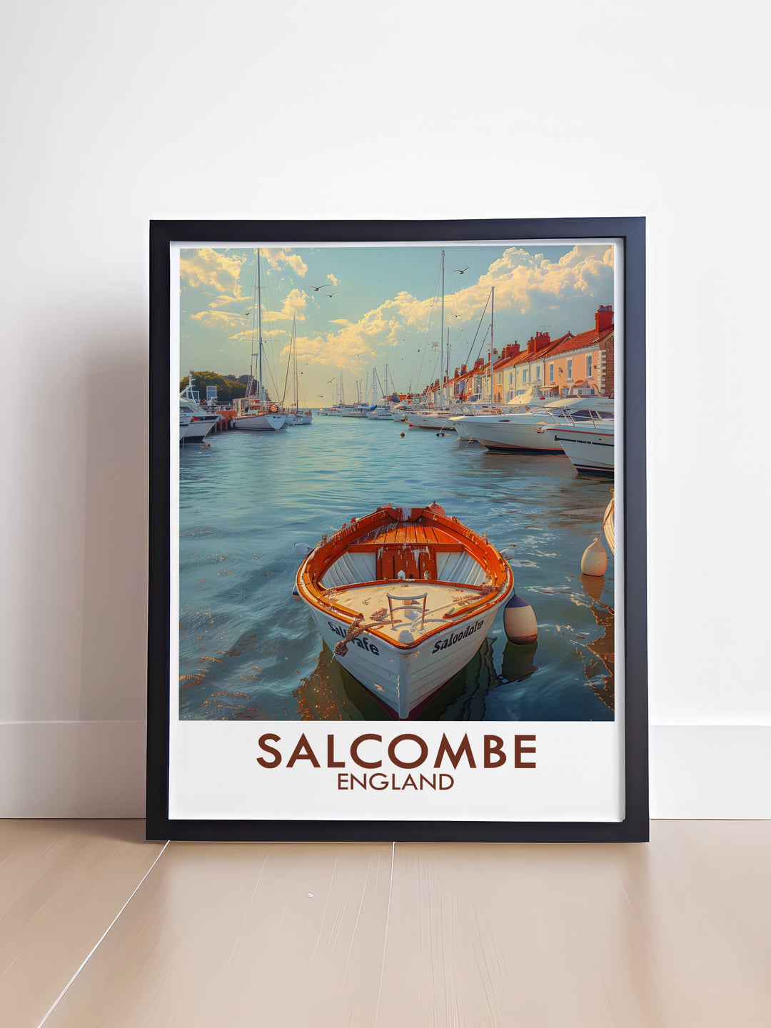 The Salcombe Harbor art print is a perfect wall decor gift for travel enthusiasts and art lovers capturing the essence of Devons scenic beauty