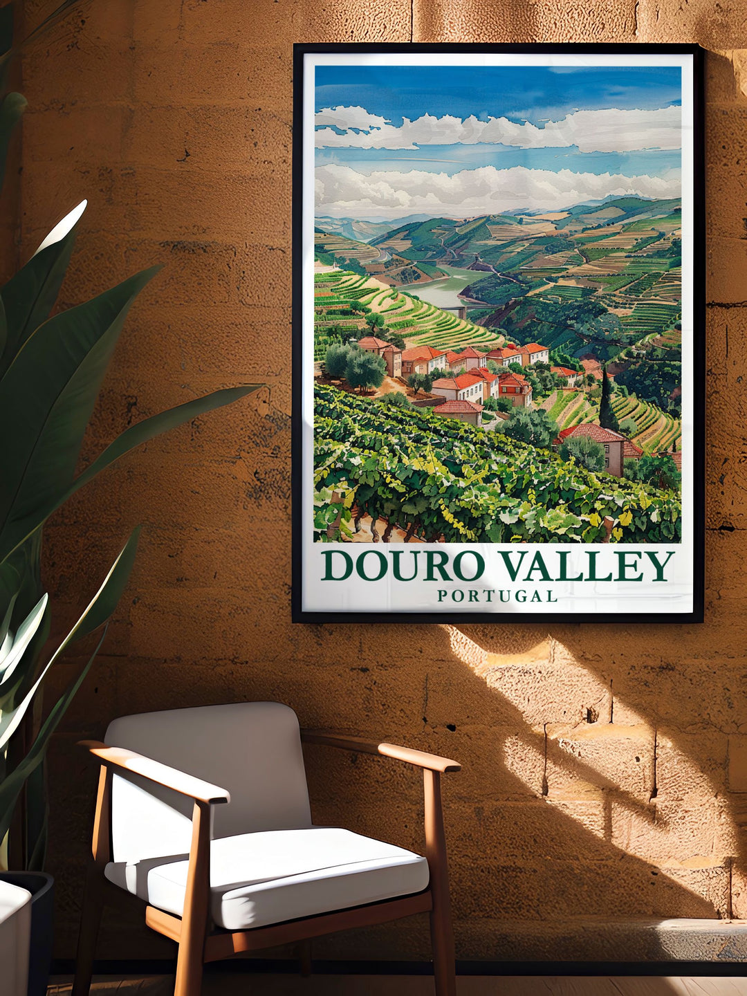 Canvas art print of Douro farms capturing the serene and majestic beauty of Portugal’s wine region, perfect for enhancing any room.