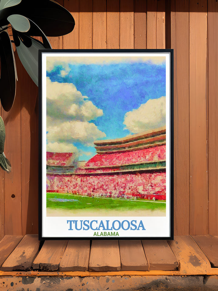 Bryant Denny Stadium modern prints featuring Tuscaloosa skyline perfect for adding a touch of Alabama to your decor this Tuscaloosa photo captures the citys vibrant atmosphere and makes an ideal gift for any Tuscaloosa enthusiast.