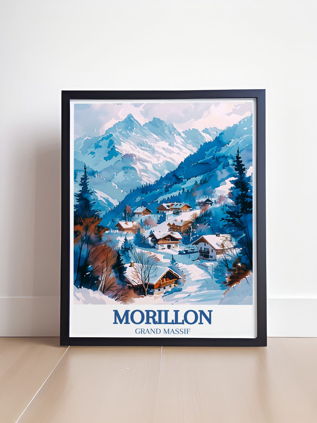 French Alps Grand Massif Morillon Village skiing wall art capturing the beauty of Morillon Ski Resort ideal for winter sports enthusiasts and elegant home decor lovers