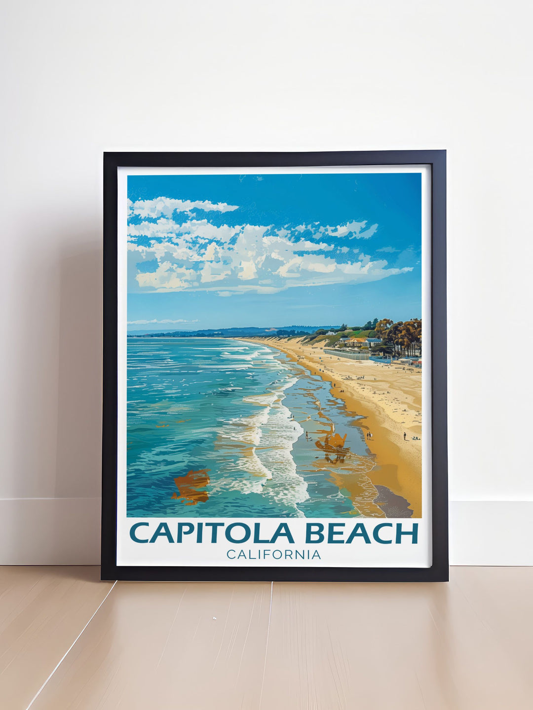 Unique Capitola Beach Poster capturing the essence of this serene location a must have for beach lovers and those who dream of experiencing the charm of Californias coastline perfect for personal enjoyment or as a special gift