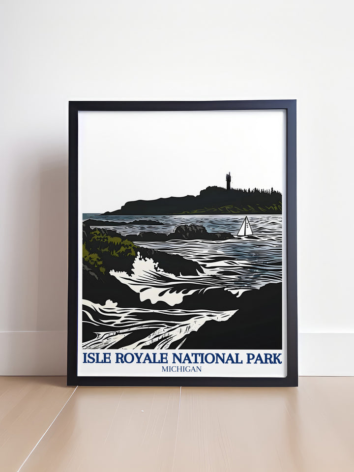 Isle Royale decor featuring iconic landmarks, perfect for thoughtful gifts or personal use. This travel print embodies the vibrancy of the Outer Hebrides, making it a cherished piece for art lovers and travelers alike.