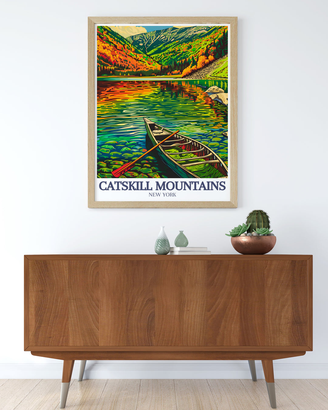 Lake Minnewaska and Minnewaska State Park Glen elegant home decor prints offer a striking view of the lake and surrounding park. These travel prints are perfect for creating a relaxing and inviting atmosphere in your living room or bedroom.