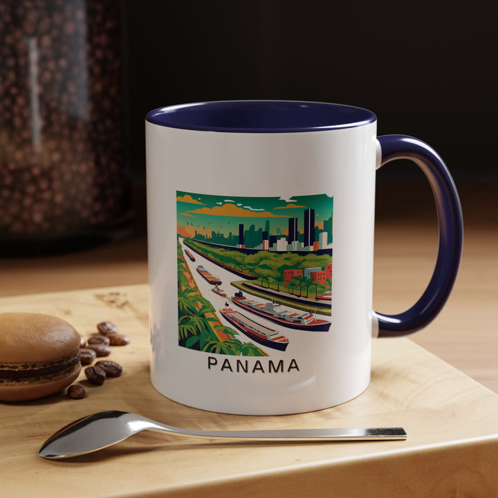 This Panama mug is a celebration of the country’s natural beauty. The design showcases the Panama Canal and vibrant landscapes. Perfect for coffee lovers, it’s dishwasher and microwave safe, offering both function and artistic charm for daily use.