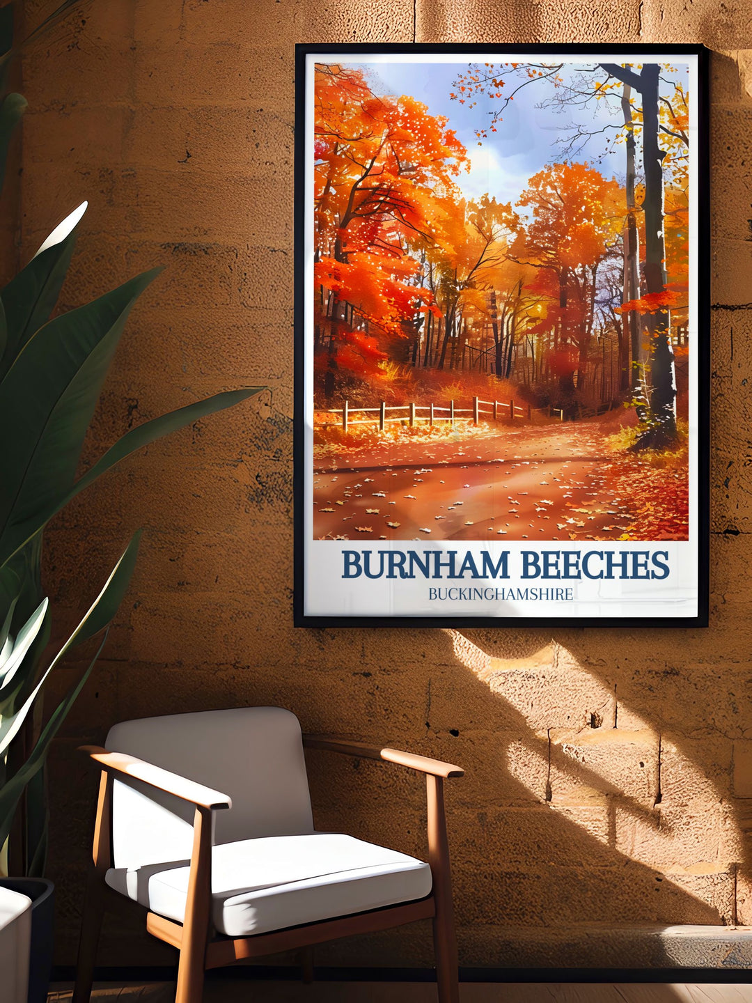 Featuring lush vistas of Burnham Beeches and the iconic Farnham Common, this poster is perfect for those who wish to bring a piece of the UKs natural beauty and architectural grandeur into their home.