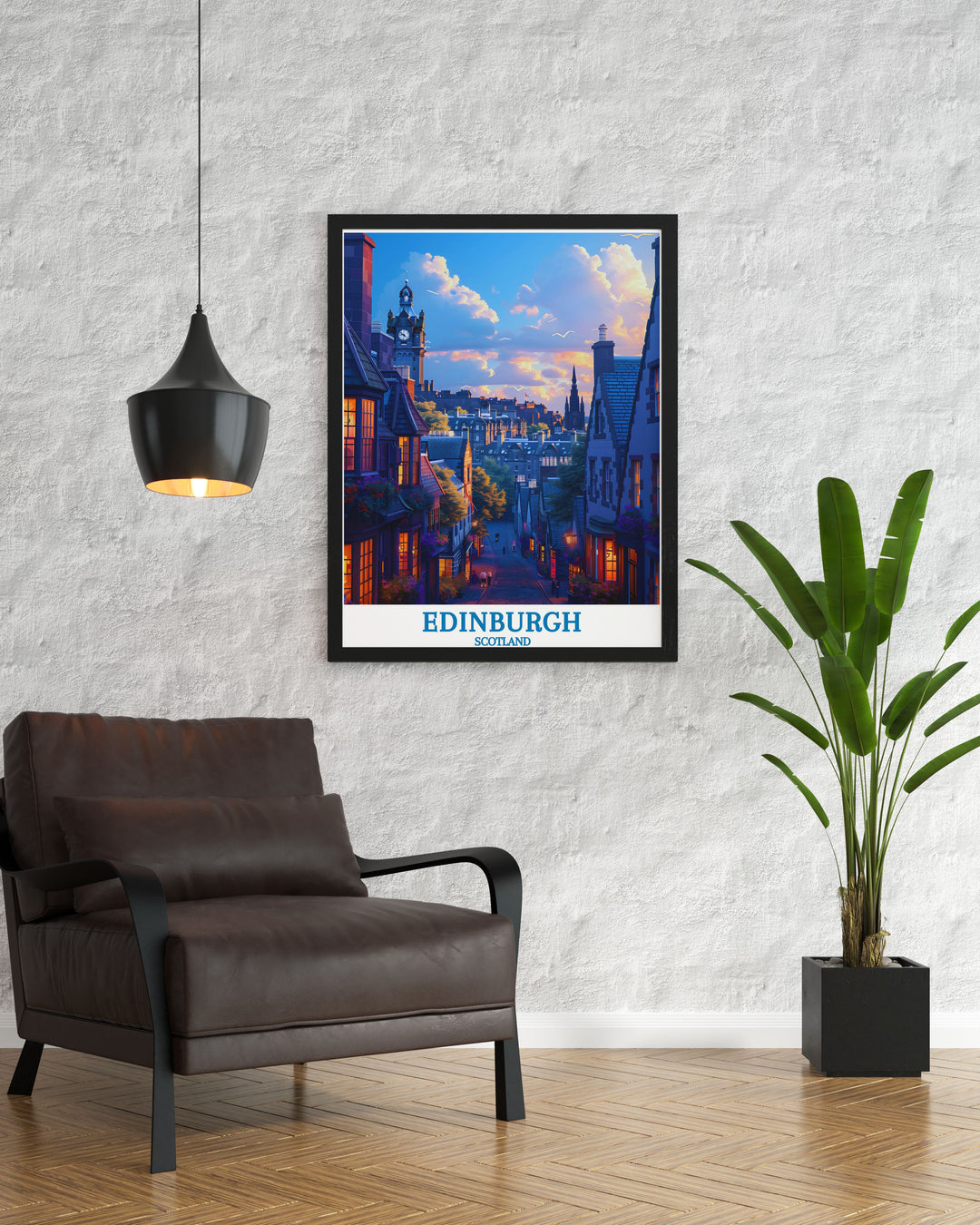 Illustration of Edinburghs Royal Mile, showcasing historic buildings and lively street scenes, perfect for travel enthusiasts and history lovers.