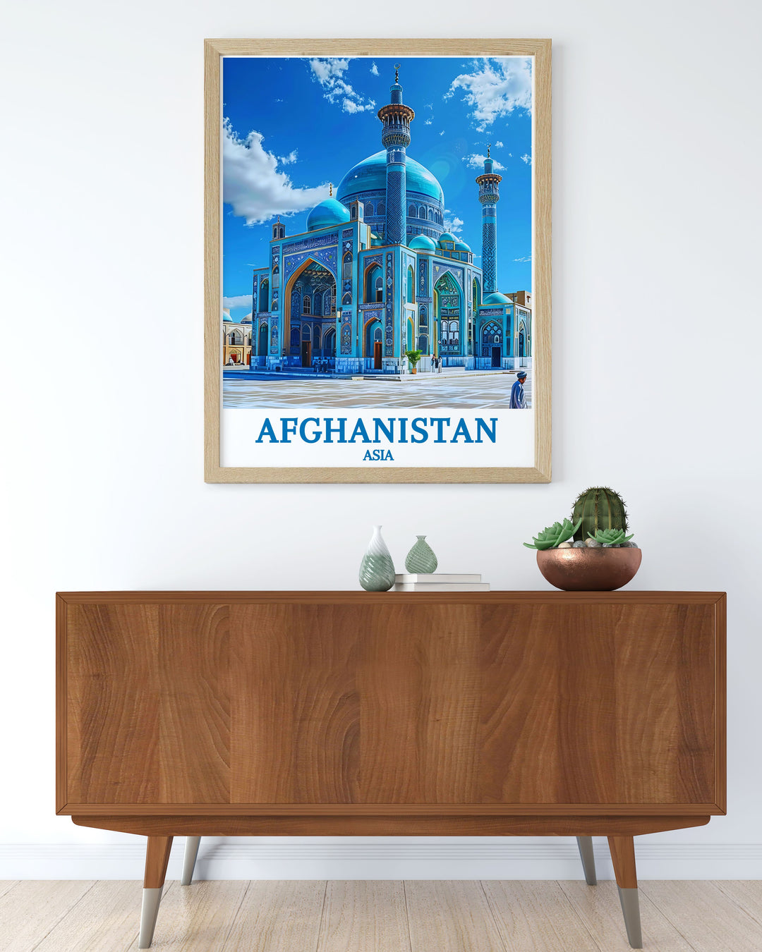 Discover the vibrant colors and fine details of The Blue Mosque Mazar e Sharif in this Afghanistan Colorful Art piece a captivating print that brings a piece of cultural heritage into your home