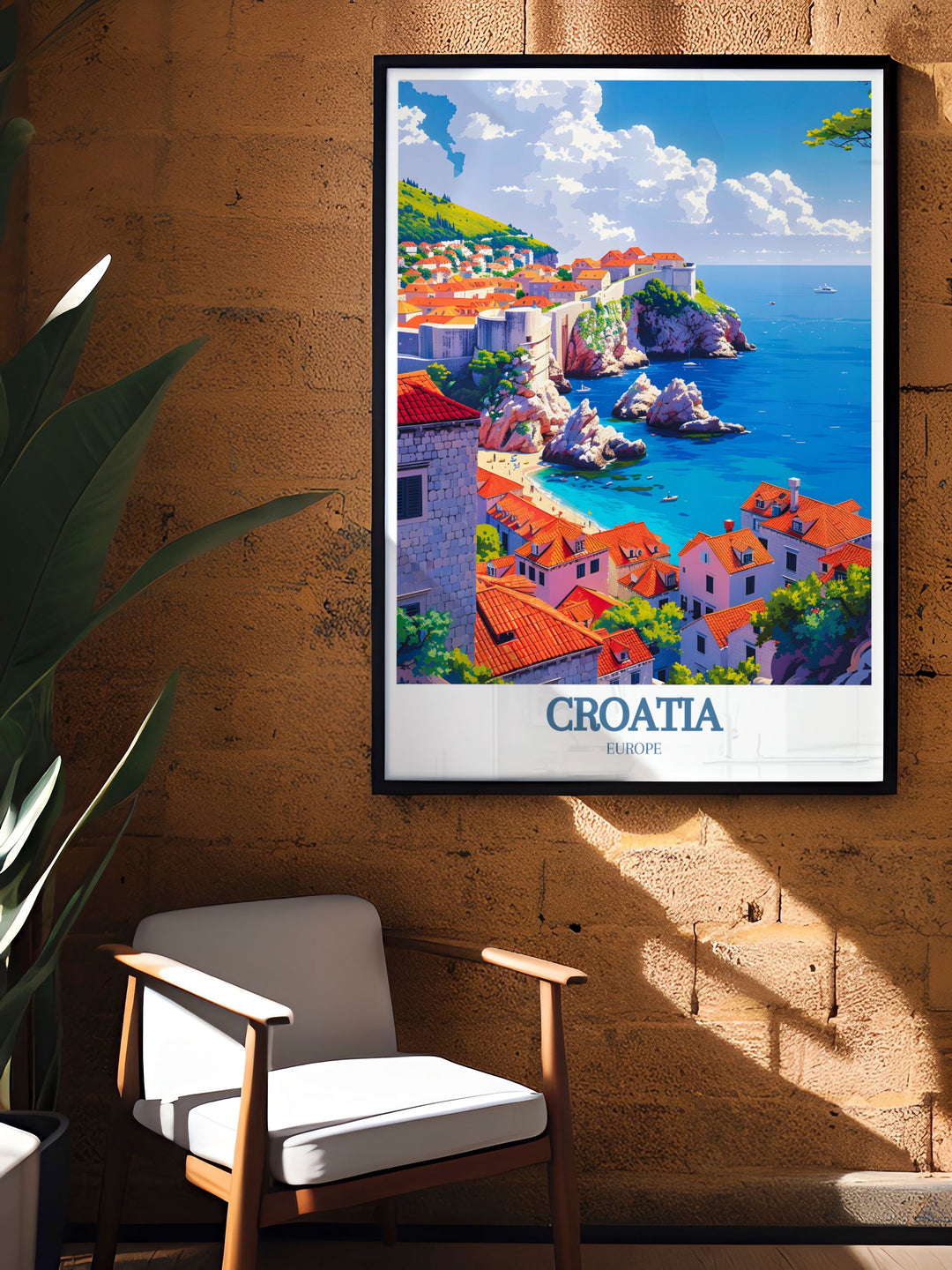 Showcasing the lush landscapes of Dubrovnik Old Town and the coastal charm of the Adriatic Sea, this poster is ideal for art lovers who appreciate the diverse and stunning beauty of Croatia.