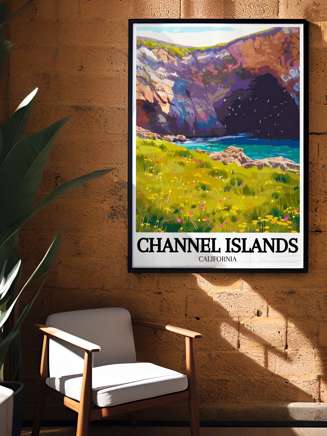 Stunning Santa Rosa Island, Torrey Pines groves artwork highlighting the natural beauty and rare Torrey Pines trees found only in a few places on earth ideal for travel lovers and retro wall art collectors.