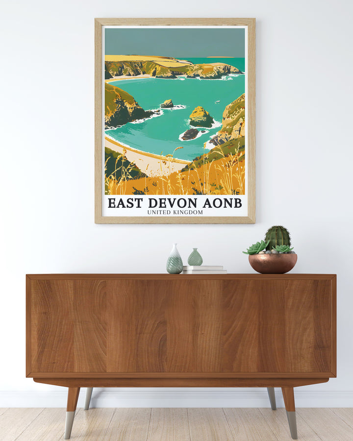 Charming Branscombe Mouth English Channel Artwork with a detailed portrayal of the East Devon AONB landscape this print brings the natural beauty of the UK countryside to your walls making it a great choice for elegant home decor