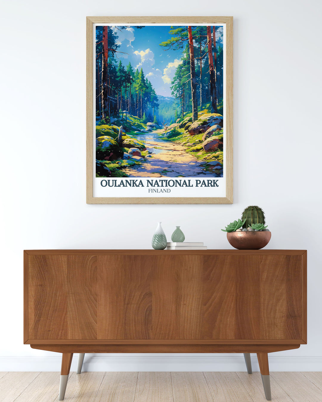 Captivating travel poster of Oulanka river Kiutakongas Rapids. This national park print is perfect for home decoration and a great gift idea. Ideal for fans of hiking trails and the Karhunkierros Hike in Finland.