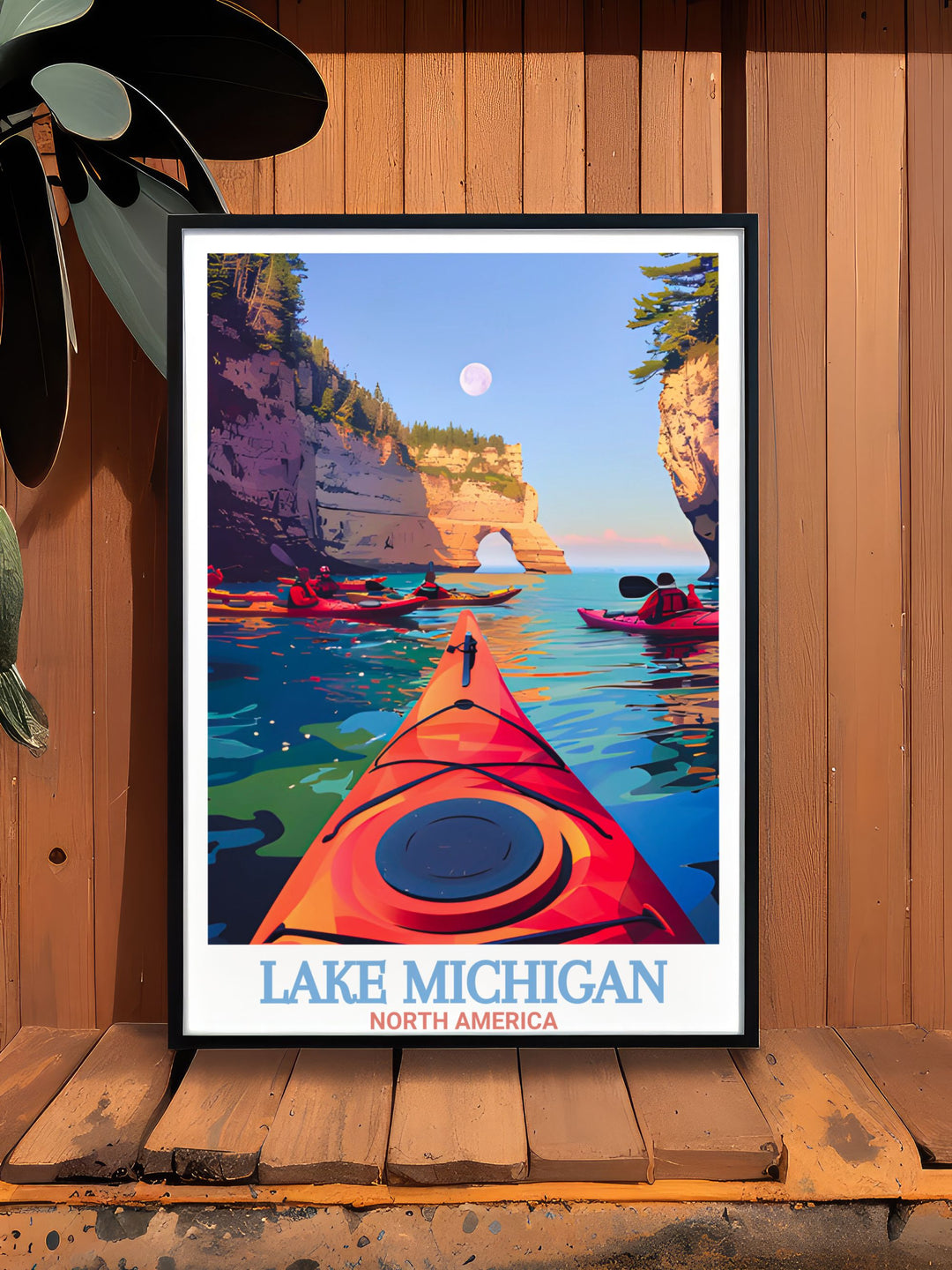 Add a unique piece of Great Lakes Art to your collection with Pictured Rocks National Lakeshore and Lake Michigan Poster. This minimalist travel poster brings a timeless vintage feel to your home and makes a perfect gift for loved ones.