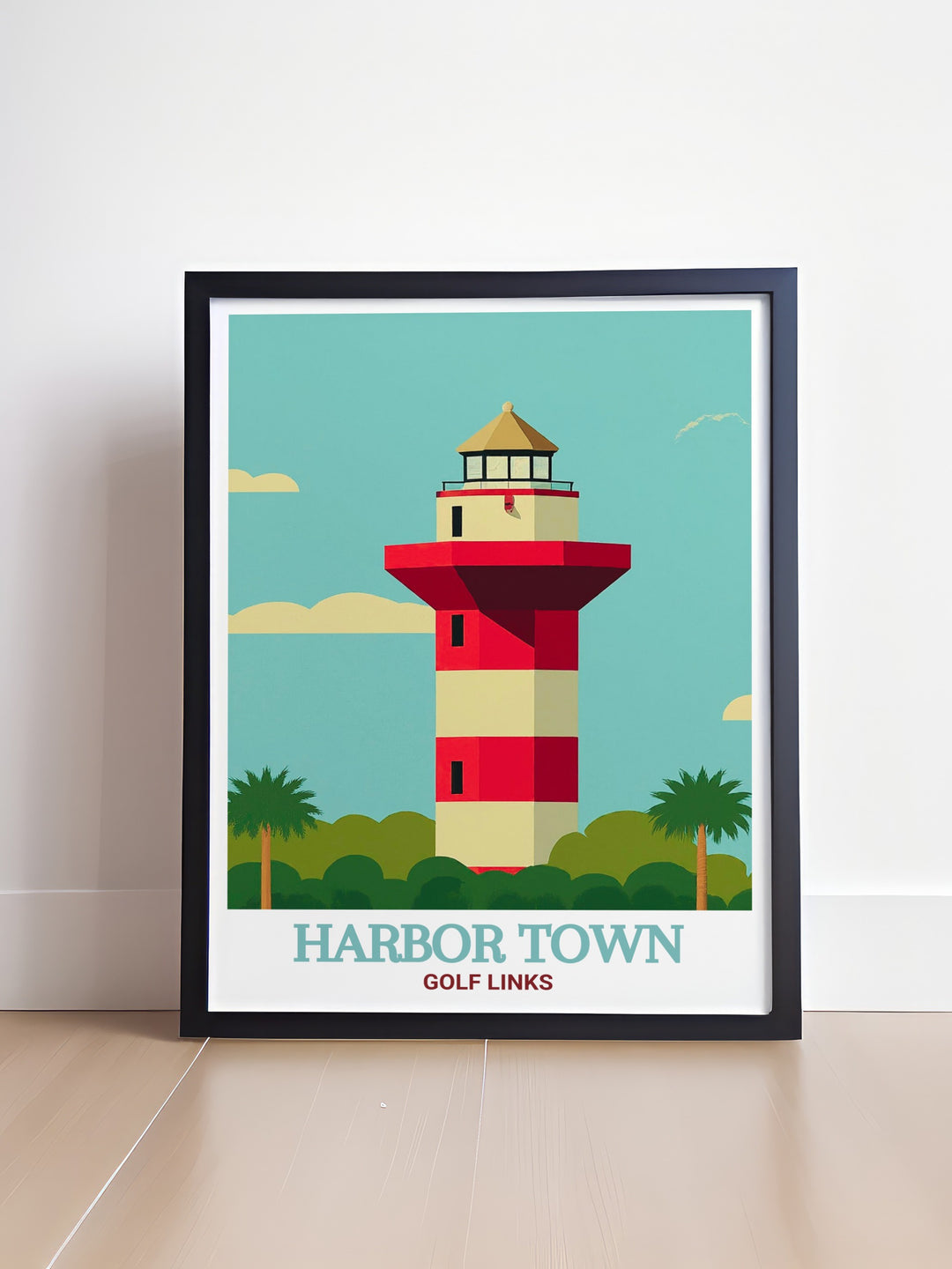 Stunning living room decor featuring Harbour Town Lighthouse framed prints perfect for creating a serene and sophisticated ambiance.