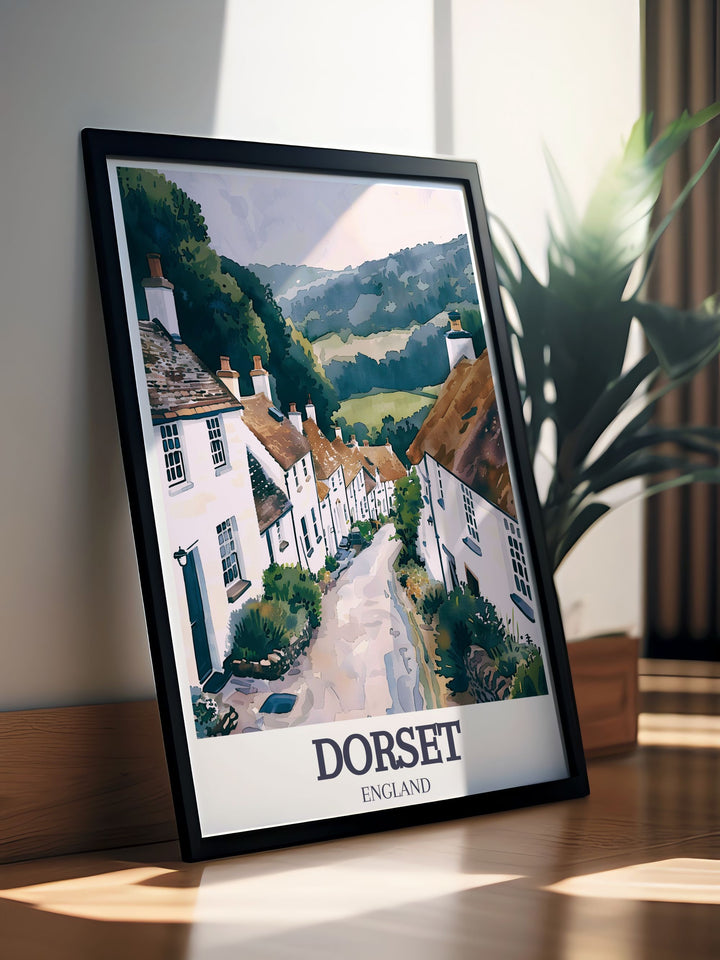 This art print of Gold Hill showcases the streets steep cobbled path and thatched cottages, making it a standout piece for adding a touch of English heritage to your decor.