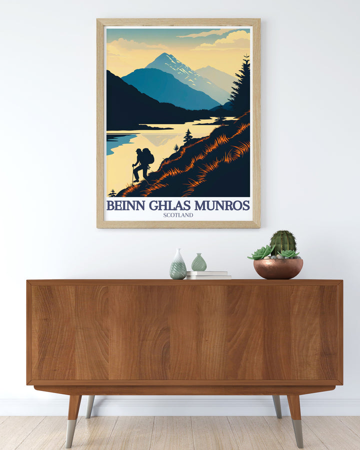 Stunning print of Ben Lawers and Loch Tay with Beinn Ghlas Munro capturing the timeless beauty of the Scottish Highlands. Perfect gift for adventure lovers.
