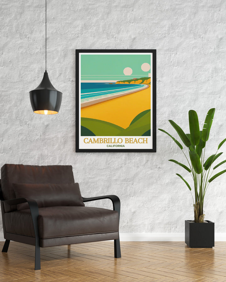 Enhance your decor with Cambrillo Beach modern prints. These California travel art pieces bring the essence of Cambrillo Beach into your home making them perfect for those who love California and its stunning coastal scenery. Ideal for gifts and home decor.