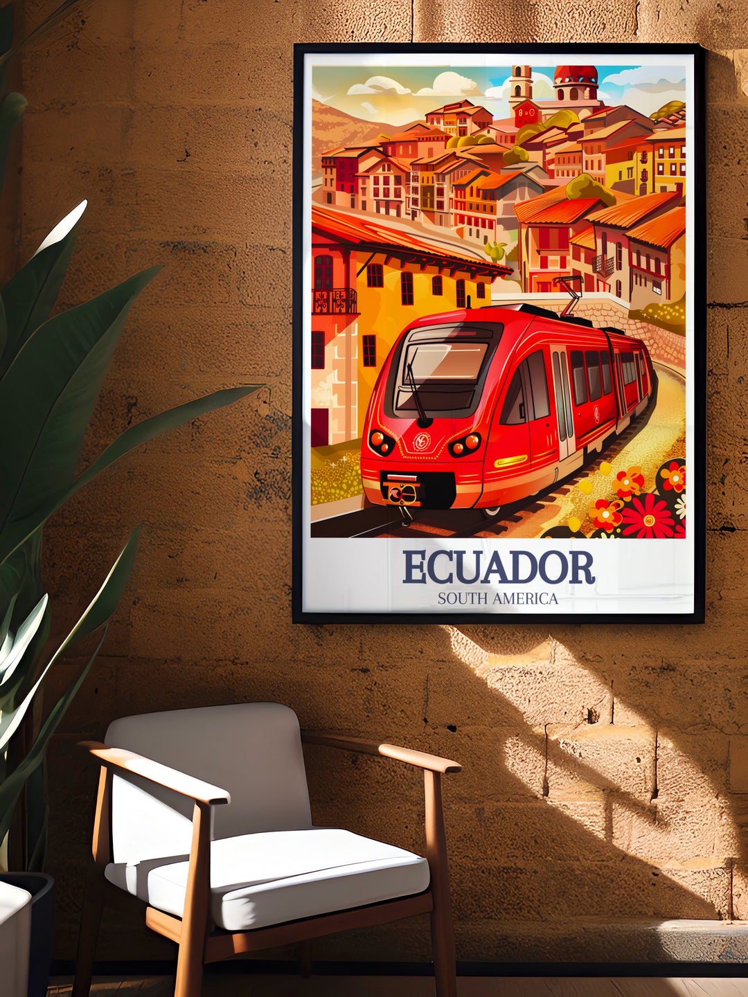 Experience the magic of Cuencas streets with this Canvas Art, which highlights the iconic Cuenca tram as it travels through the citys historic center. Its a must have for anyone who loves travel inspired art or wants to add a touch of Ecuadorian culture to their decor.