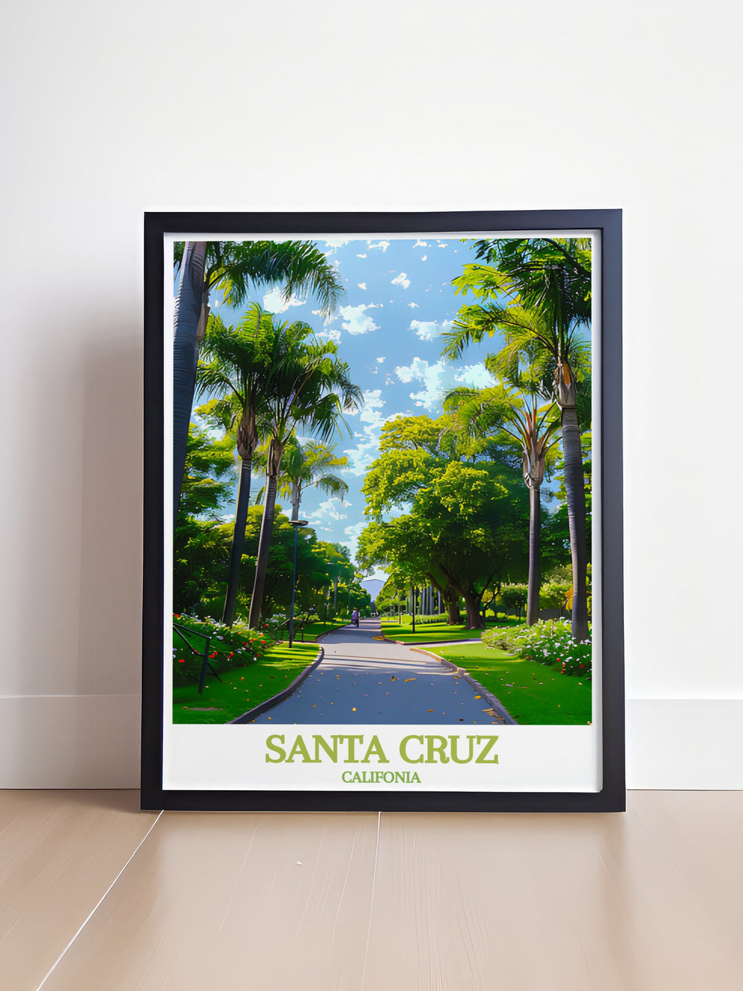 Stunning Santa Cruz artwork showcases the beauty of California travel. Paired with Parque García Sanabria prints this modern decor piece is ideal for elevating your living room or as a thoughtful gift for lovers of California and unique artwork.