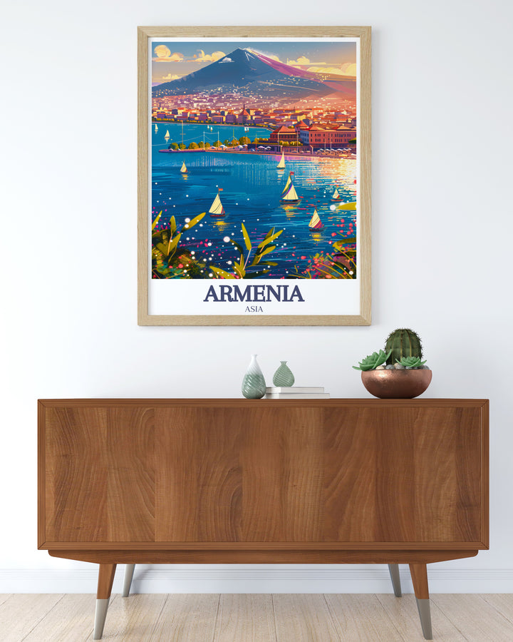 Yerevan travel print highlights the architectural marvels of Armenias capital city, from its ancient structures to modern designs. This canvas art showcases the unique blend of history and innovation that defines Yerevans skyline, perfect for adding a touch of cultural richness to your home decor.