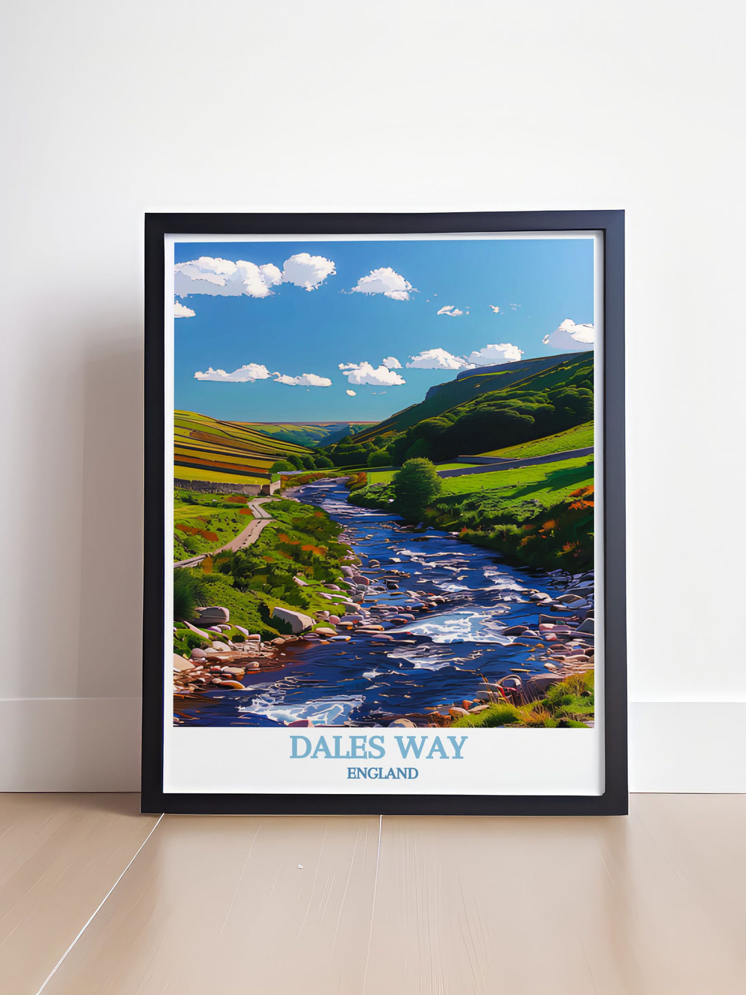 Canvas art illustrating the picturesque landscapes of the Dales Way, capturing the serene ambiance of North Yorkshires hiking trails.
