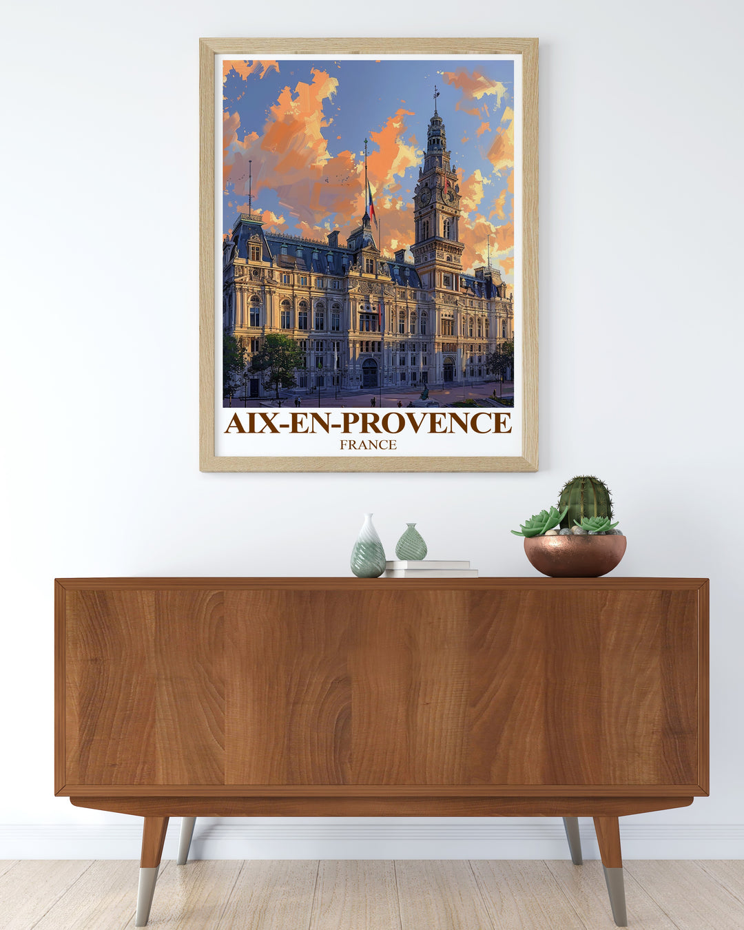 Our detailed travel print of the Hôtel de Ville in Aix en Provence brings the charm of southern France into any room. Perfect for lovers of Provence, French architecture, or travel, this poster offers a beautiful way to celebrate the elegance of Aix en Provence.