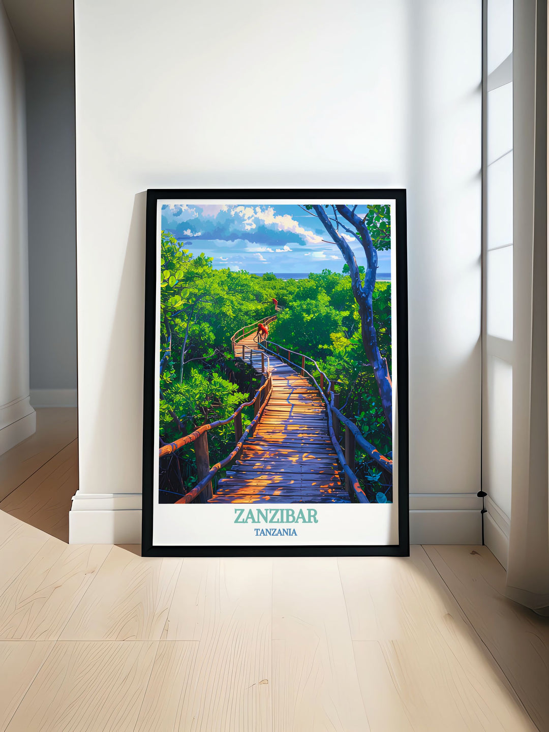 Jozani Forest wall art featuring the lush greenery and diverse wildlife of Zanzibar perfect for adding a touch of nature to your home decor and creating a serene atmosphere with high quality prints ideal for nature enthusiasts and art lovers alike.