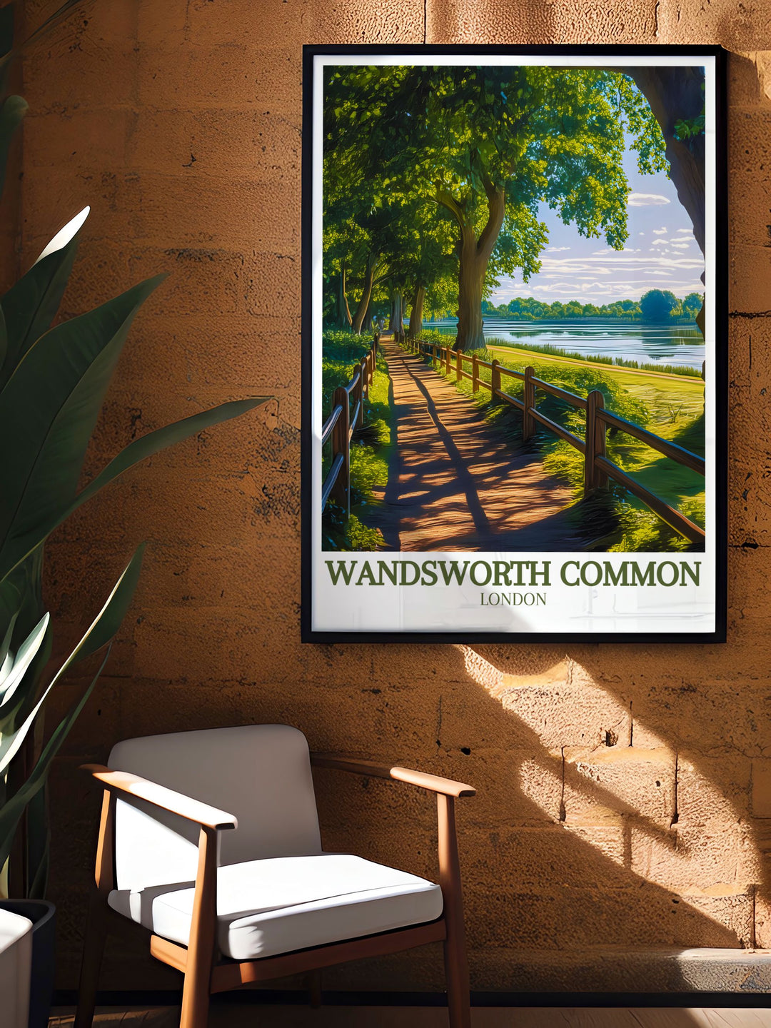 Celebrate the beauty of Wandsworth Common with this retro railway print. The poster highlights the unique blend of history and nature found in Wandsworth Park, perfect for anyone who loves South London.