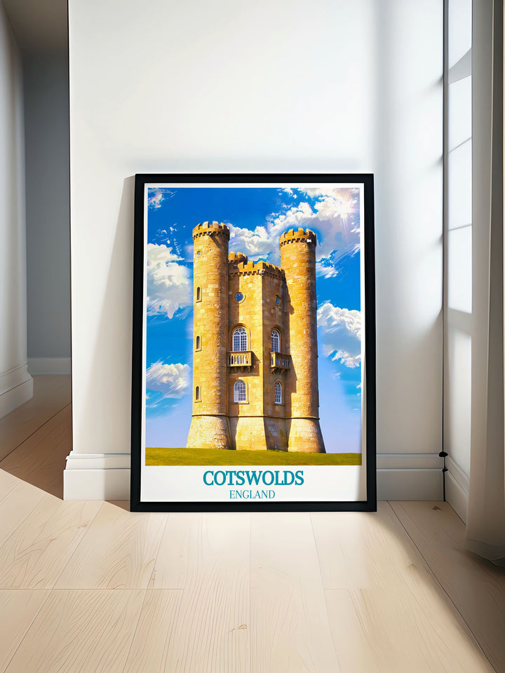 Explore the beauty of the Cotswolds with a detailed art print of Broadway Tower, showcasing its commanding presence and stunning vistas that stretch across the rolling hills, adding a touch of tranquility to your decor.