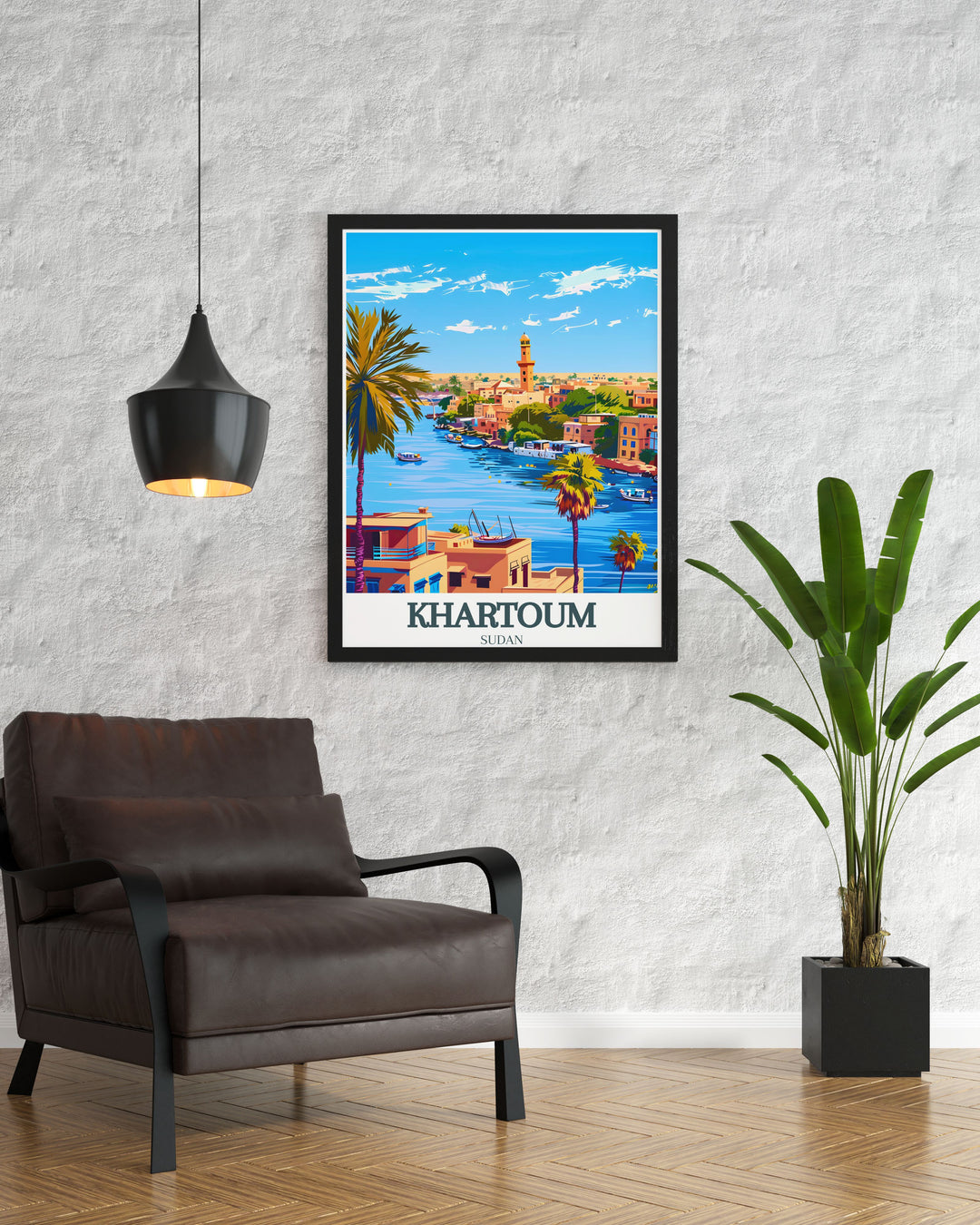 Stunning Khartoum artwork depicting the city center and the Nile River an ideal choice for personalized gifts and decor