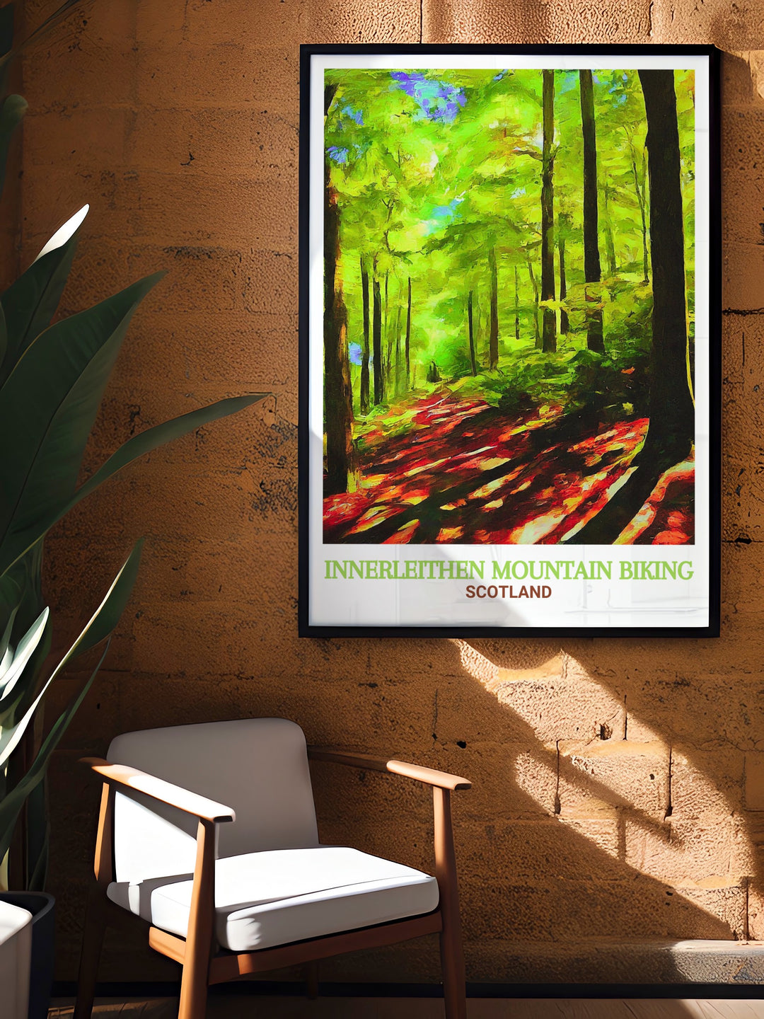 Glen Tress Forest framed art captures the essence of Scotlands mountain biking trails, highlighting the lush greenery and famous routes of the region. A great addition for cycling enthusiasts and nature lovers, this poster celebrates the beauty of outdoor adventure.