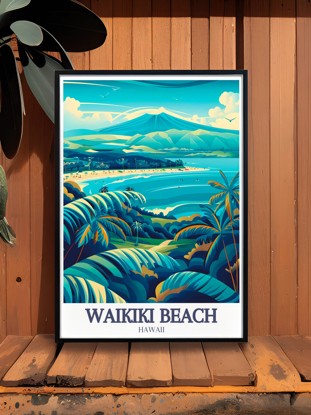 This Waikiki Beach Poster Print captures the stunning beauty of Hawaiis most famous shoreline. The bright turquoise waters and golden sand make this the perfect addition to any home, creating a tropical escape in any room. Ideal for beach lovers and travel enthusiasts.