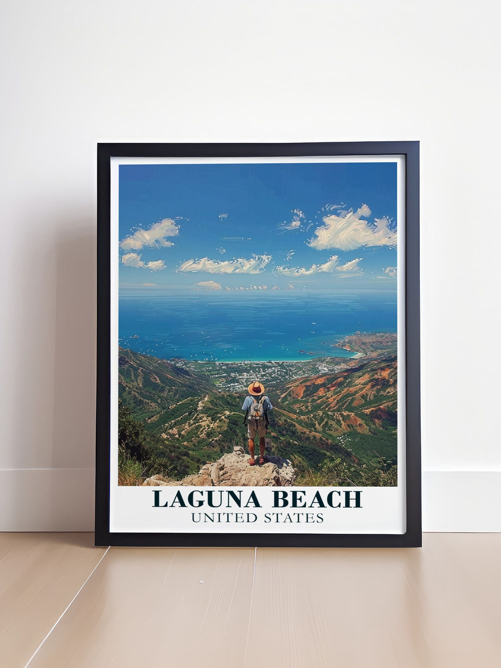 Colorful Laguna Beach Poster with Top of the World scene is a stunning piece of artwork that brings the beauty of Laguna Beach into your home perfect for gifts and wall decor.