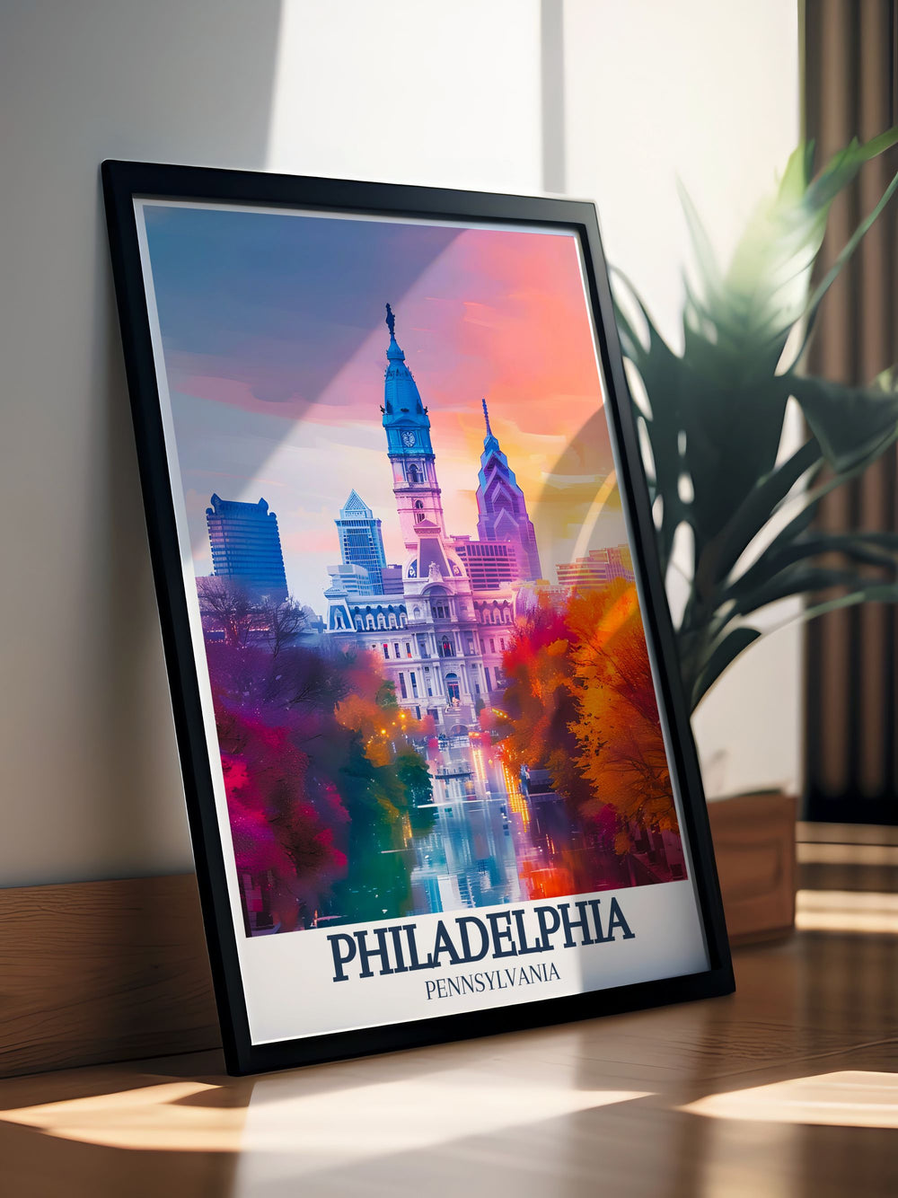 Stunning Philadelphia poster featuring Independence National Historical Park Franklin Institute and City Hall an ideal gift for birthdays anniversaries and Christmas adding a touch of historical elegance to any space