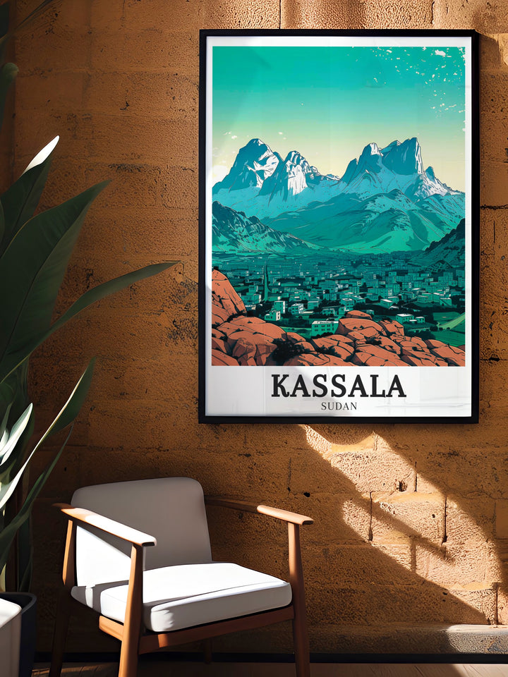 Mukram suburb and Taka Mountains photo print showcasing stunning visuals of Sudan perfect for modern and traditional interior designs.