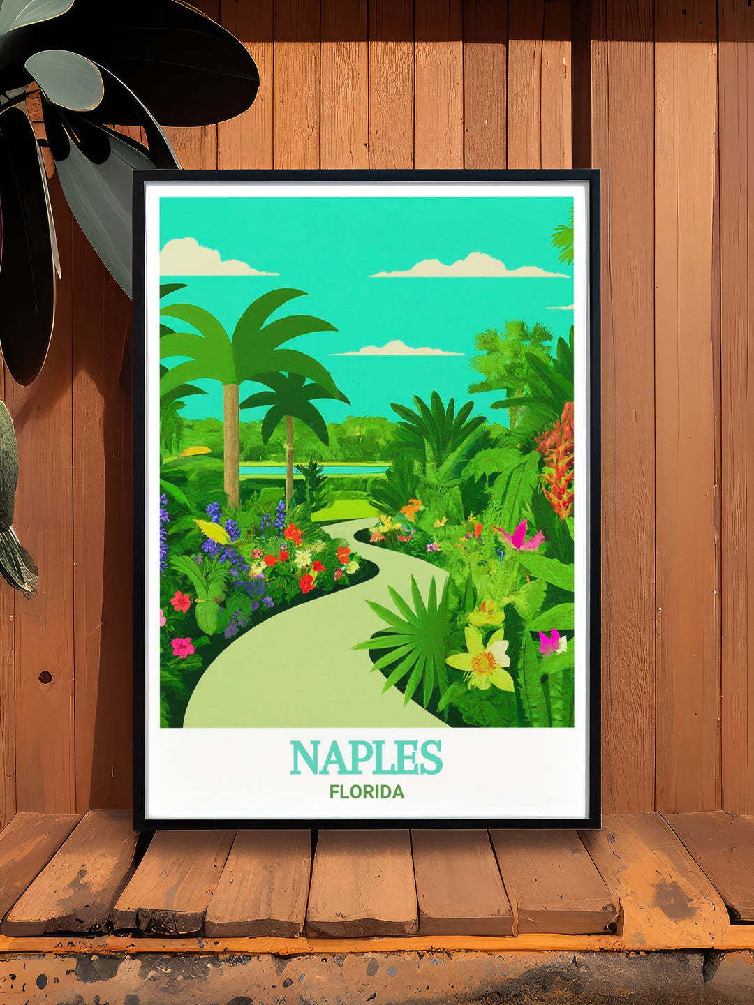 Naples Botanical Garden Wall Art depicts the serene beauty of one of Floridas most cherished gardens, where visitors can explore a variety of tropical landscapes. This artwork is perfect for nature enthusiasts and anyone who loves the tranquility of a beautiful garden.