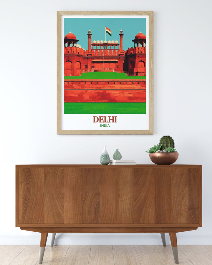 Elegant Delhi wall art featuring Red Fort adds warmth and cultural richness to any room perfect for traveler gifts and home decor