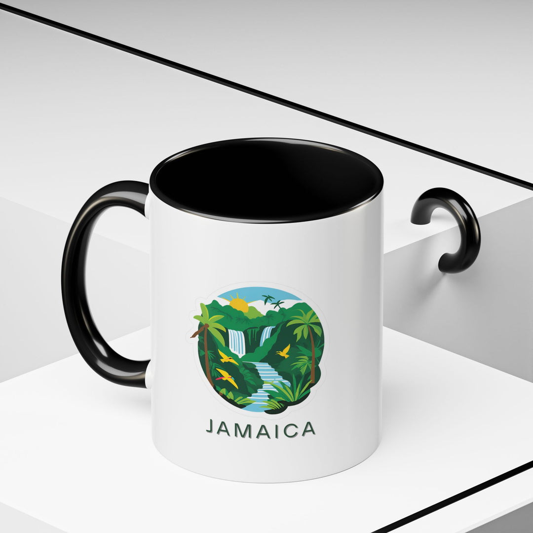 A tropical Jamaica mug showcasing the island’s rich culture and beauty. Ideal for coffee or tea, it is dishwasher and microwave safe. This mug is a great gift for travelers or anyone who appreciates Jamaica’s natural charm.