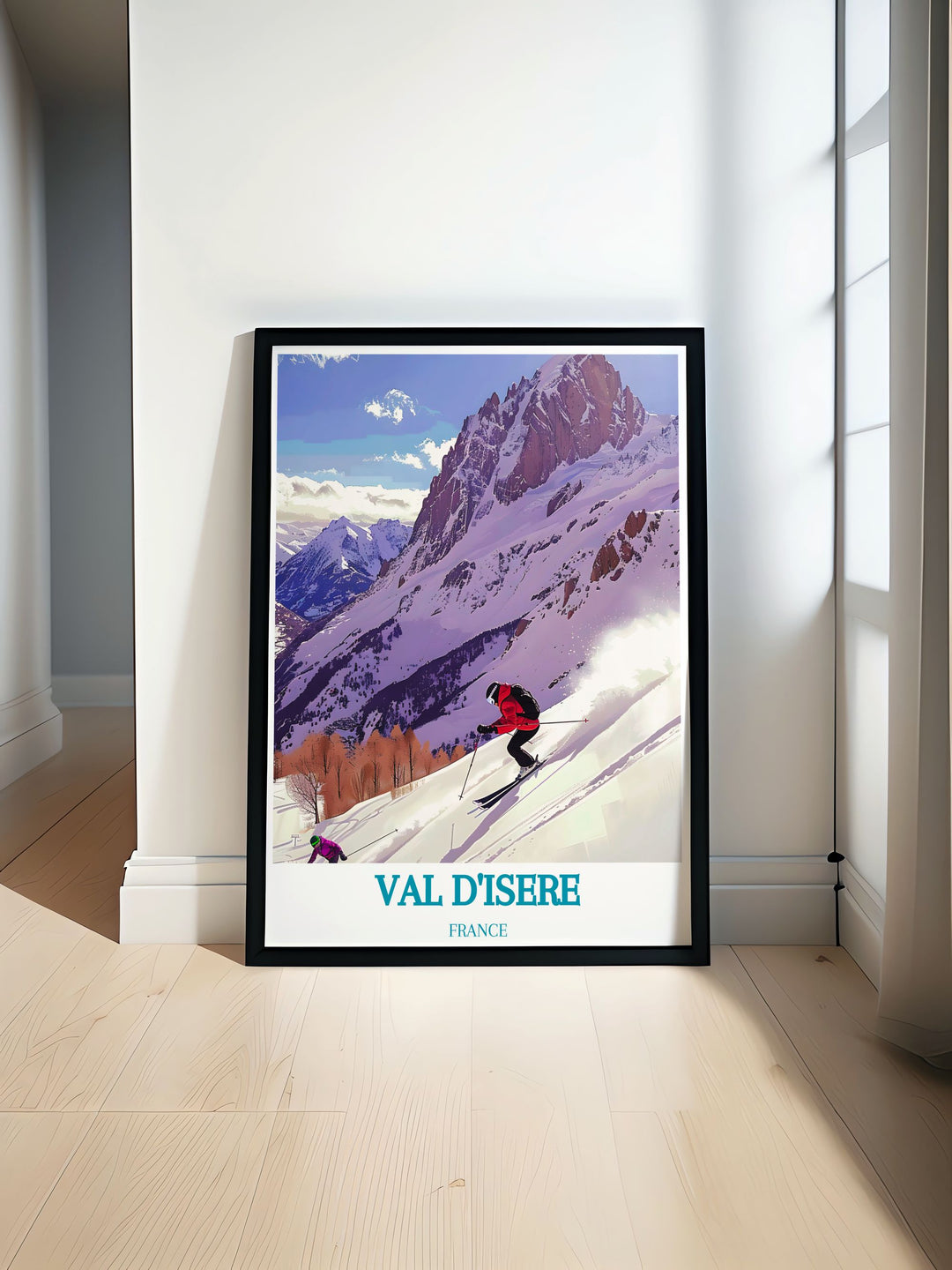 Experience the thrill of La Face de Bellevarde in Val dIsere with this vibrant travel poster, showcasing its legendary ski slope.