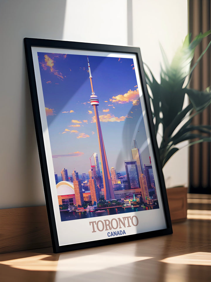 This Toronto poster print highlights the architectural wonders of the city, including the Royal Ontario Museum. A stunning addition to any art collection, this framed print brings together the rich history and modern beauty of one of Canadas most iconic cities.