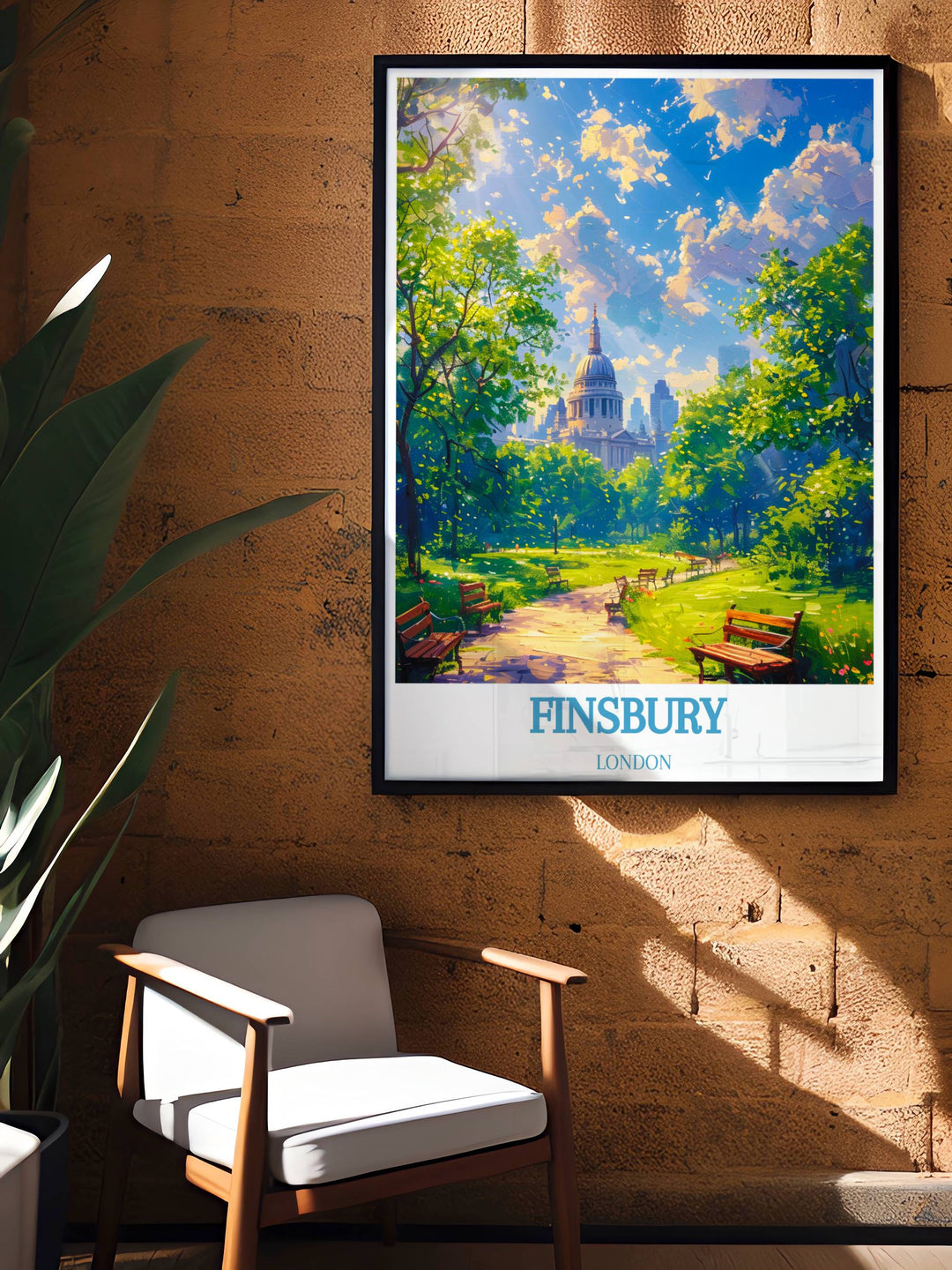 Add a touch of classic elegance to your space with this Finsbury Park retro travel poster. This detailed London illustration offers a nostalgic charm, perfect for those who appreciate vintage art styles. A great addition to your decor.