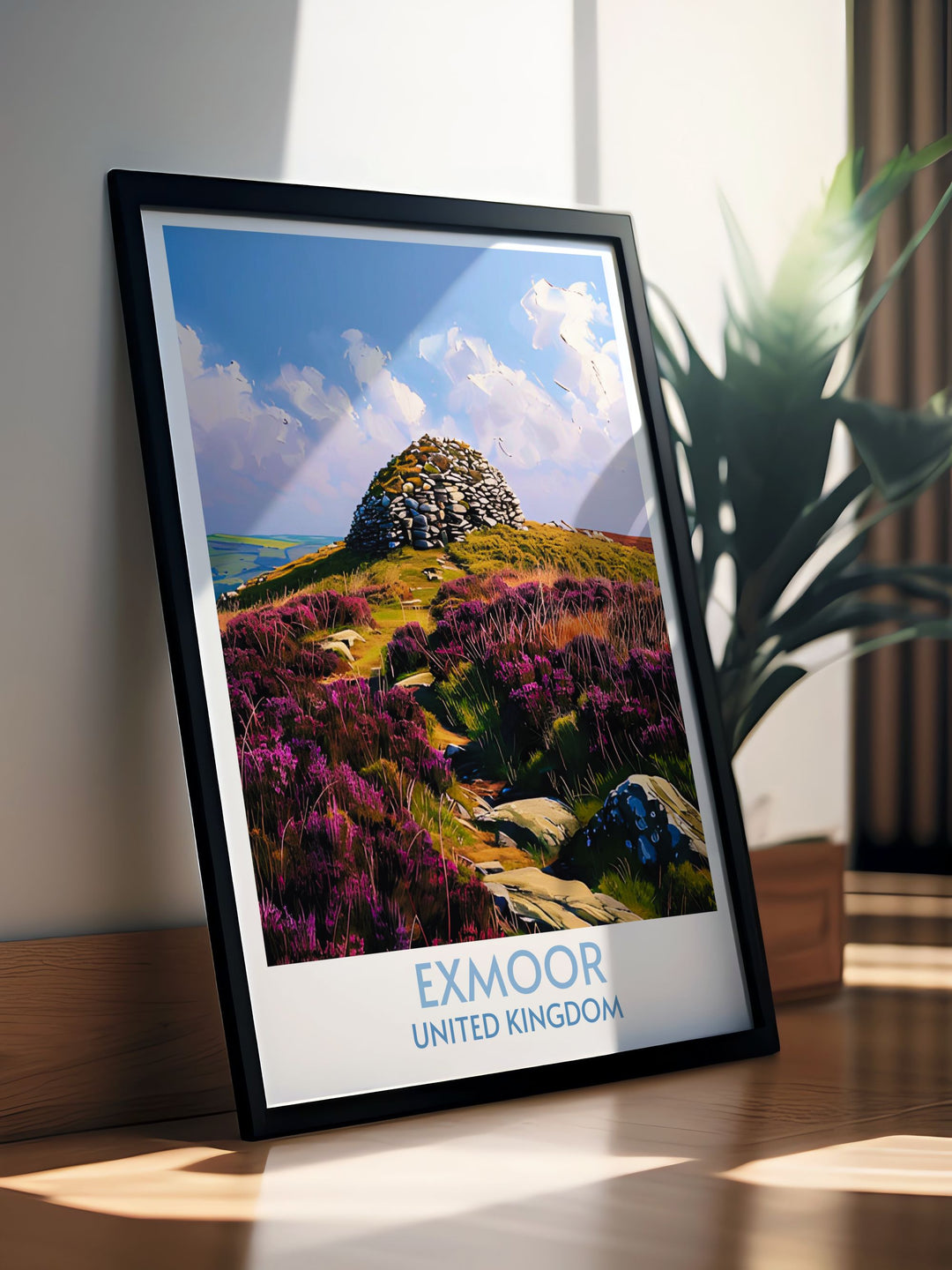 Dunkery Beacon print featuring the majestic peak of Exmoor National Park brings the wild and rugged charm of Somerset into your home an ideal choice for those who want to decorate their space with a piece of nature inspired art that is both elegant and timeless.