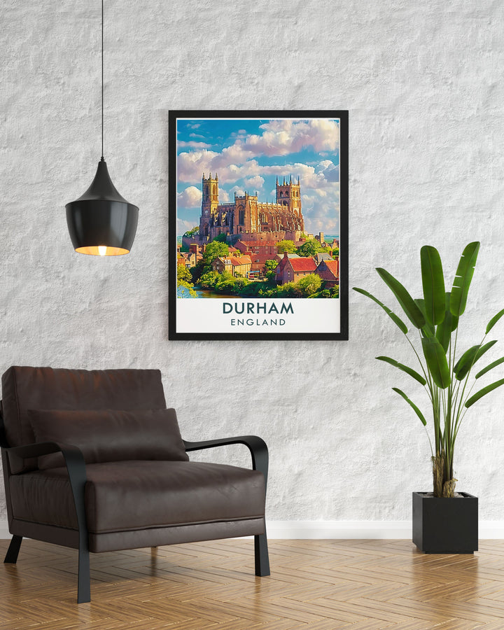 Featuring Durham Cathedral, this art print showcases the grandeur and spiritual significance of one of Englands most iconic landmarks, making it ideal for history enthusiasts and art lovers alike.