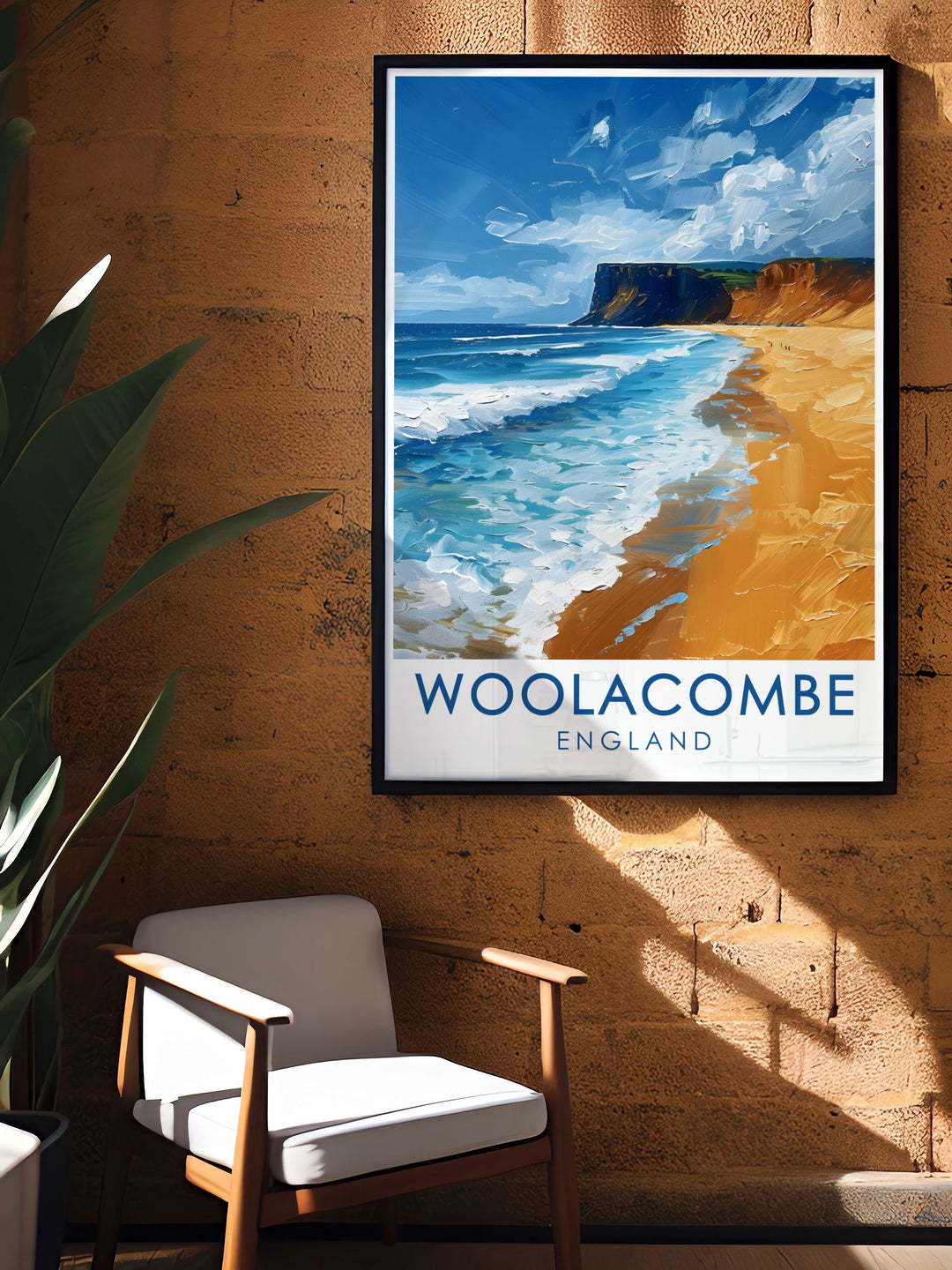 Woolacombe Beach perfect wall decor featuring stunning coastal scenery of Devon ideal for creating a serene and elegant ambiance in any room a thoughtful gift for travelers and art enthusiasts